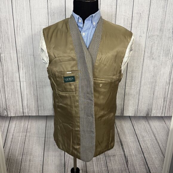 Lauren Ralph Lauren 44R Tan Houndstooth Polyester Blend 2-Button Sports Coat - Picture 5 of 10